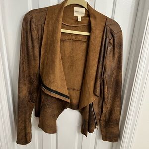 Silence + Noise Brown Zip-Up Bomber Jacket